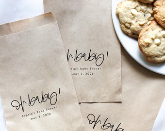 Oh Baby! Favor Bag || Personalized Baby Shower Treat Bag, Popcorn, Cookies, Donuts