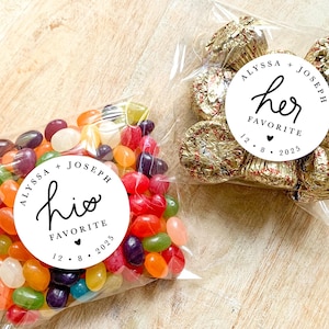 His and Her Favorite Personalized Stickers || Wedding Candy Favors, Favor Stickers