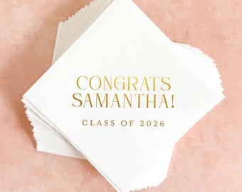 Graduation Cocktail Napkins Personalized || Foil Grad Party Napkins, Class of 2026