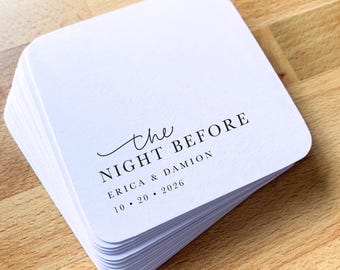 Rehearsal Dinner Coasters - The Night Before || Personalized Wedding Coasters for Cocktail Hour, Reception Decor