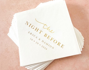Rehearsal Dinner Cocktail Napkins || Personalized Gold Foil, Welcome Party, The Night Before