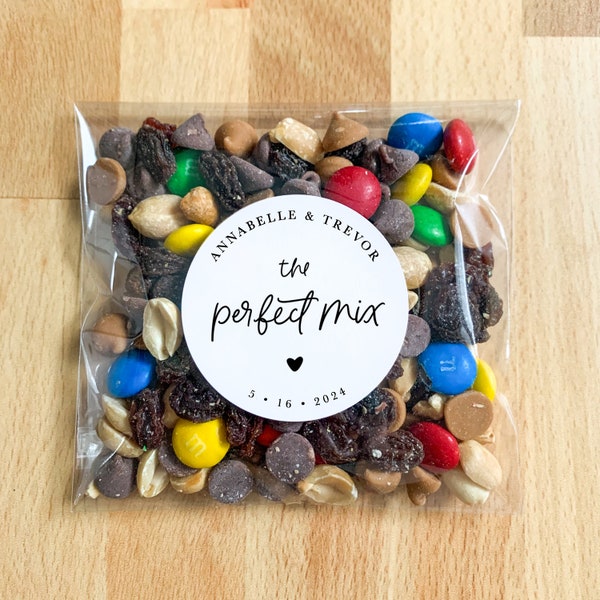 The Perfect Mix Stickers || Personalized Wedding Trail Mix Favors