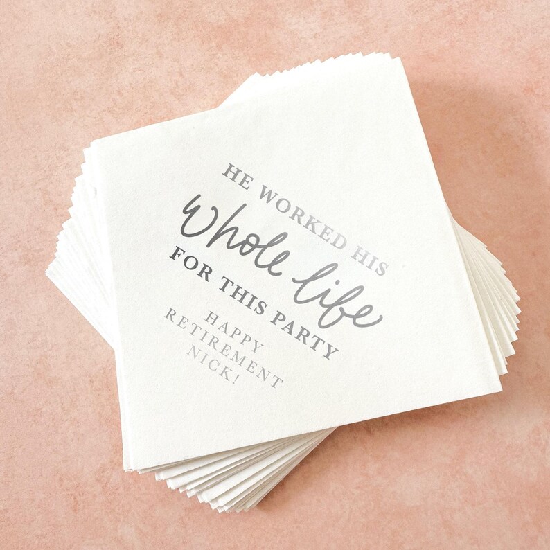 Retirement Party Cocktail Napkins || Personalized Gold Foil, Congrats, Retired image 3