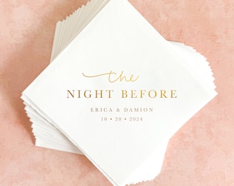 Rehearsal Dinner Cocktail Napkins || Personalized Gold Foil Wedding Napkins, Welcome Party, The Night Before