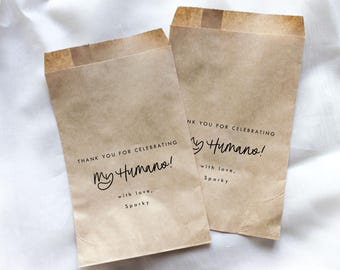 Celebrating My Humans Favor Bags || Kraft Brown Wedding, Dessert Takeaway, Candy Bar To Go (5" x 7.5")