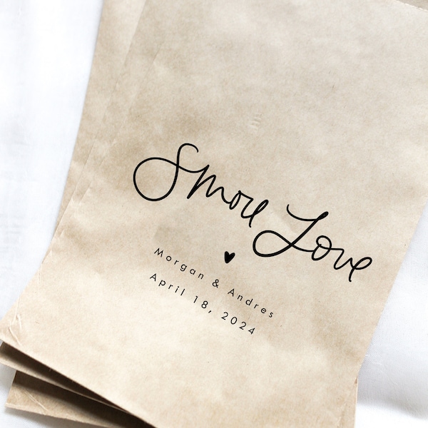 Smore Love Favor Bag || Personalized S'mores Wedding Favor Bag