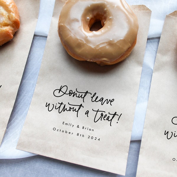 Donut Leave Without a Treat! Favor Bag || Donut Wedding favor bag, Party favor bag, Thank you bag, Thank you favor, Donut bags, Donut wall