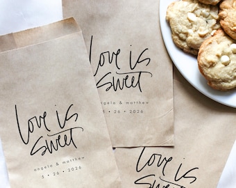 Love is Sweet Favor Bag || Personalized Wedding Party Favors, Cookies, Donuts, Candy, Thank You for Coming