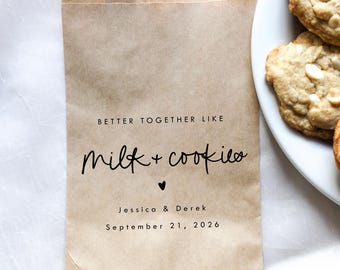 Better Together Like Milk and Cookies Favor Bag || Personalized Wedding Favors