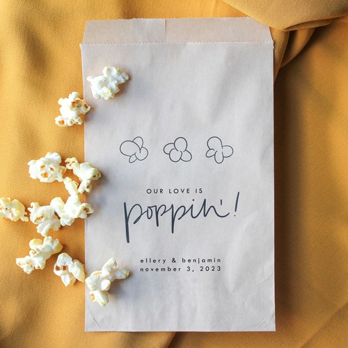 Popcorn Wedding Favor Engagement Party Favor Bags Popcorn Etsy