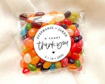 A Sweet Thank You Personalized Stickers || Wedding Favors, Bridal Shower Stickers, Calligraphy