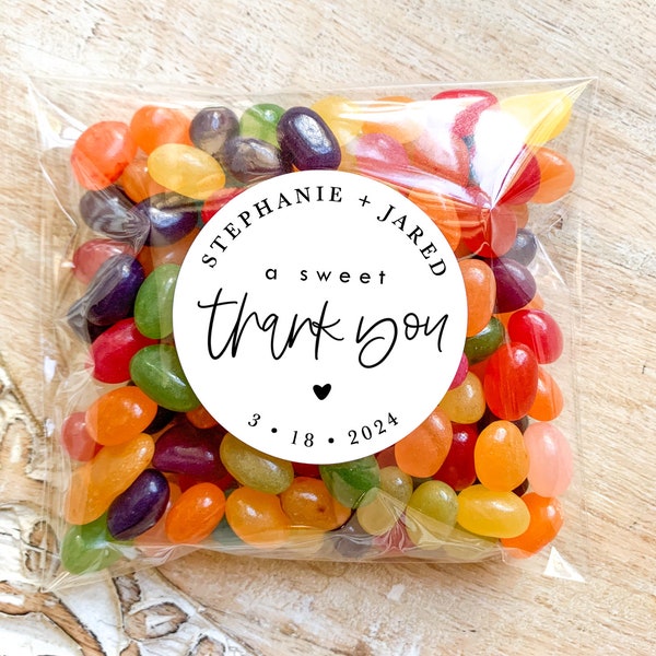 A Sweet Thank You Stickers || Personalized Wedding Favors, Bridal Shower Stickers