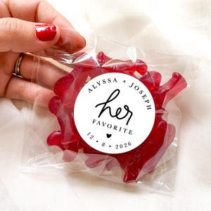 His and Her Favorite Personalized Stickers || Wedding Candy Favors, Goodie Bags image 2
