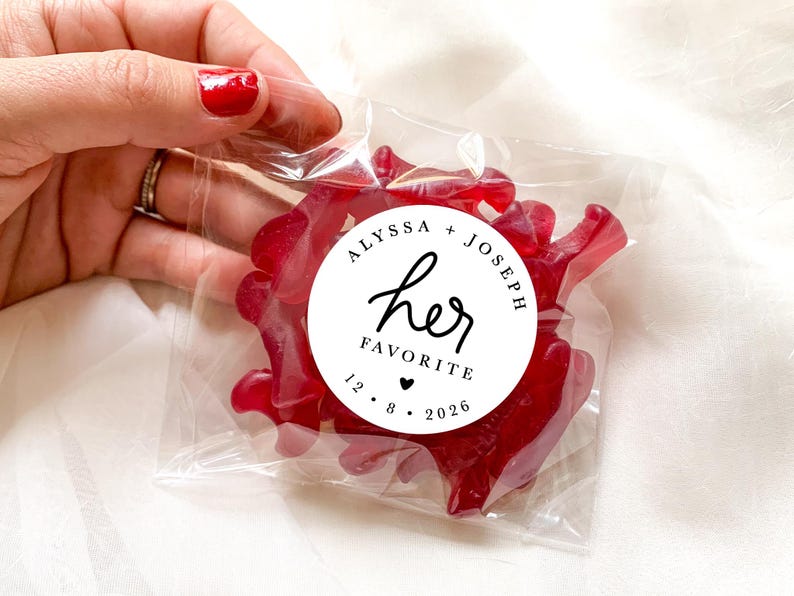 His and Her Favorite Personalized Stickers || Wedding Candy Favors, Goodie Bags image 2