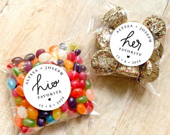 Stickers personnalisés préférés pour elle et lui || Étiquettes de faveurs pour bonbons de mariage, rondes de 2 po.