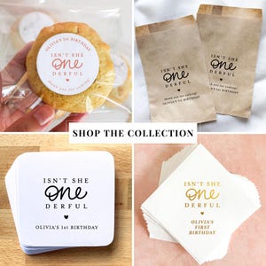 One-derful First Birthday Favor Bags || Personalized Birthday Party Treat Bag, Popcorn, Cookies, Thank you image 6