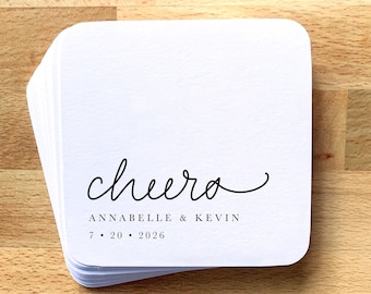 Cheers Personalized Wedding Coasters || Custom Drink Coasters for Parties and Events