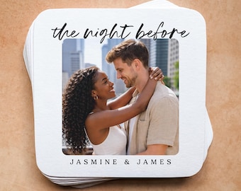 Rehearsal Dinner Photo Coasters || Personalized Custom Coasters, Wedding Bar Decor
