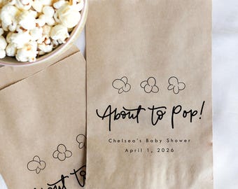 About to Pop! Personalized Favor Bag || Baby Shower Popcorn Bag