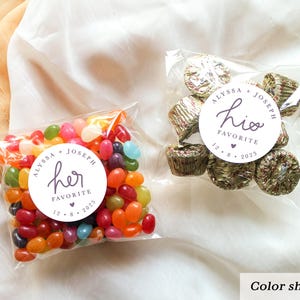 His and Her Favorite Personalized Stickers || Wedding Candy Favors, Goodie Bags image 3