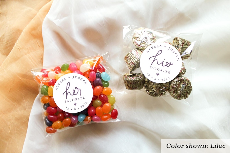 His and Her Favorite Personalized Stickers || Wedding Candy Favors, Goodie Bags image 3