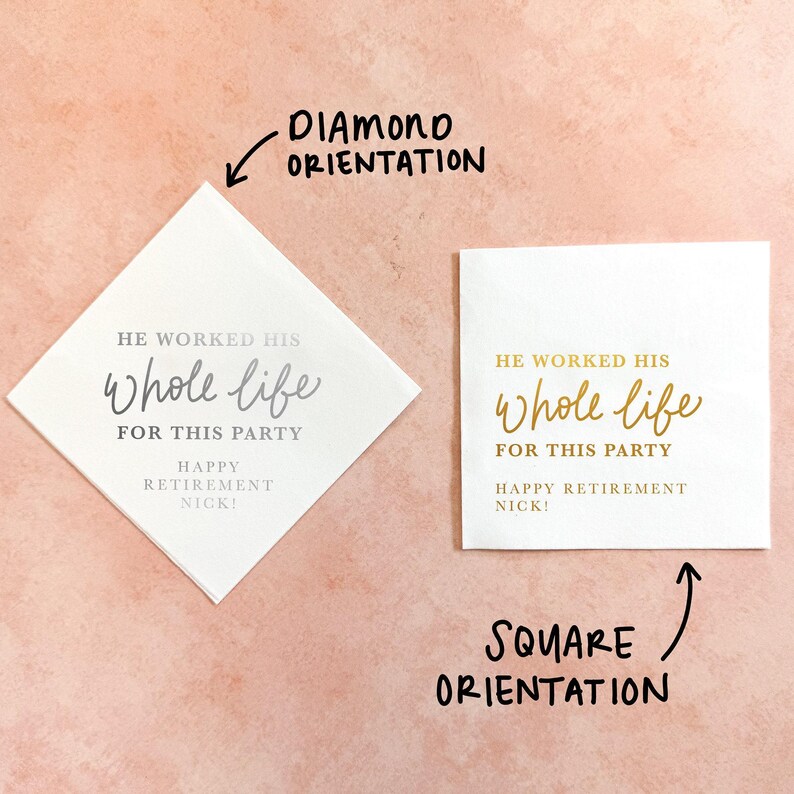 Retirement Party Cocktail Napkins || Personalized Gold Foil, Congrats, Retired image 4