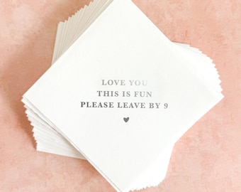 Sarcastic Gold Foil Cocktail Napkins || Please Leave by 9