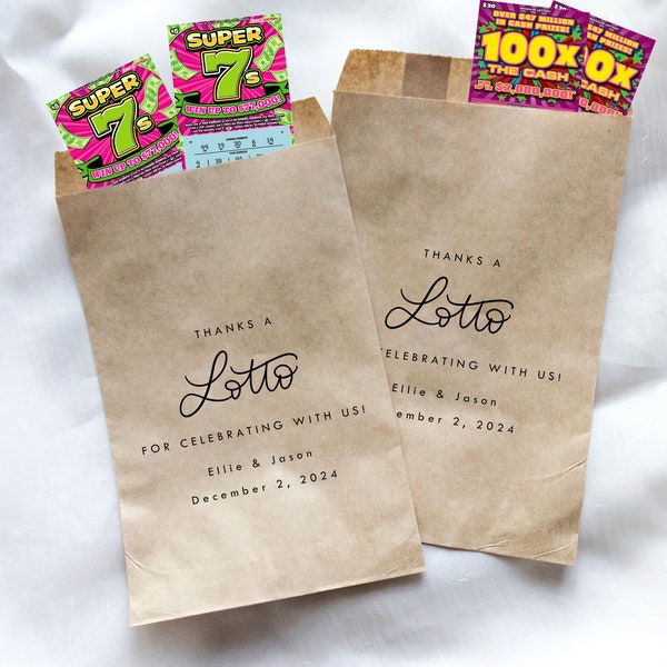 Thanks a Lotto! Favor Bag || Wedding Scratchers Favor, Wedding Lottery Ticket Holder