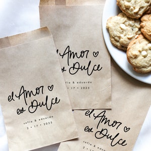 El Amor es Dulce Favor Bag || Spanish Wedding Favors, Love is Sweet Bilingual Candy Bags for Latin Weddings or Destination Weddings