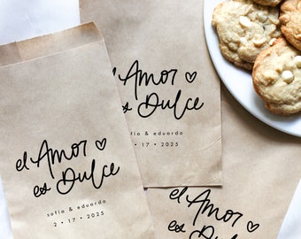 El Amor es Dulce Favor bag || Wedding favor bag, Party favor bag, Cookie bag, Donut bags, Wedding candy bags, Wedding thank you bags