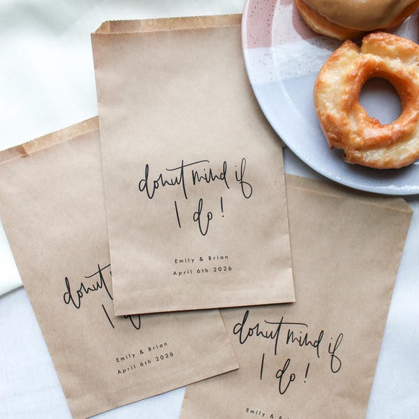 Donut Passt wenn ich tue! Favor Bag || Personalisierte Hochzeit Leckerli Tasche, Donut Mauer