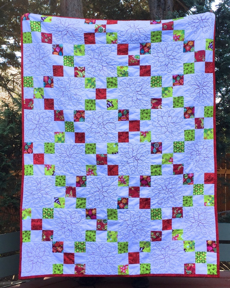 Handmade Quilted Throw Christmas Patchwork Quilt Christmas Etsy