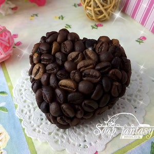 Coffee heart silicone soap mold - for soap making (Made of high quality silicone)