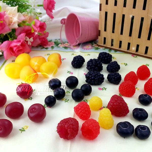 Big custom set of berries Silicone Soap Mold - for soap making, Craft & Hobby