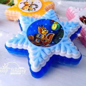Moule à savon en silicone Flocon de neige avec autocollant (modèle n° 1) - Fait main, sur mesure pour l&#39;artisanat et les loisirs créatifs