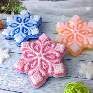 Moule à savon en silicone en forme de flocons de neige féeriques – Fait main, sur mesure pour l&#39;artisanat et les loisirs créatifs