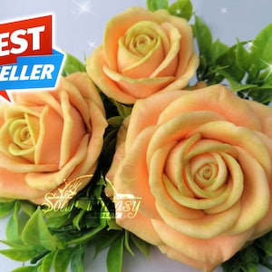 May include: Three peach-colored soap roses with green leaves. The roses are arranged in a bouquet and have a realistic appearance. The text "BEST SELLER" is visible in the top left corner of the image.
