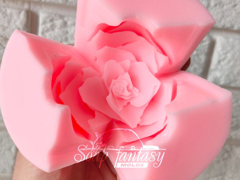 Stampo per sapone a forma di rosa – Stampo in silicone 3D a forma di fiore per sapone, candele, cera fusa, design floreale realistico – Rosa “Annette” immagine 2