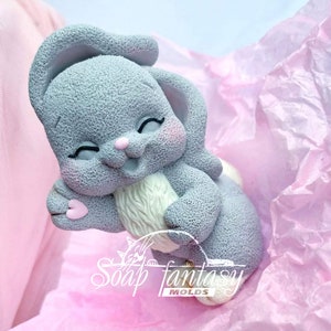 Happy Bunny siliconen zeepmal - handgemaakt, op maat gemaakt voor knutselen en hobby&#39;s