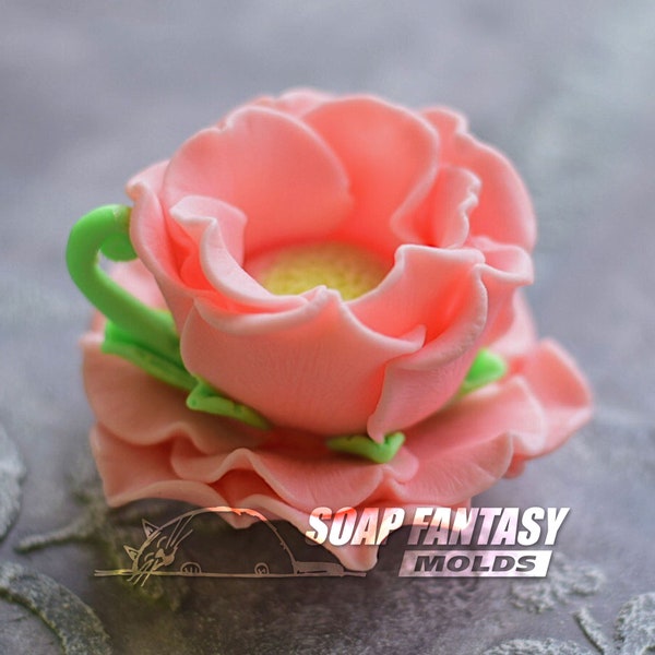 Rose cup and saucer silicone soap mold - for soap making (Made of high quality silicone)
