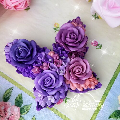Flower butterfly silicone soap mold - for soap making (Made of high quality silicone.