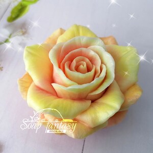 Big rose "Orange Queen" flower silicone soap mold (candle mold, resin mold) for soap making and candle making.
