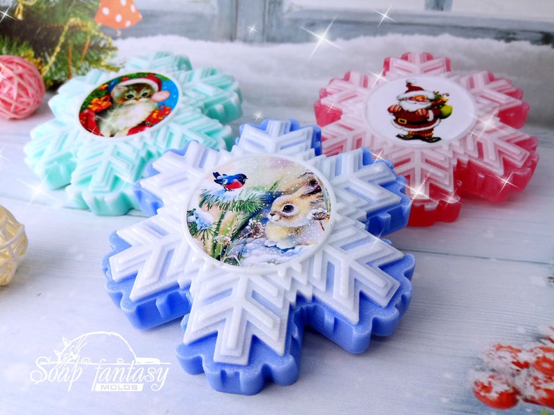 for soap making Snowflake with a sticker model #3 Maked from high quality silicone silicone soap mold