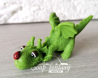 Little Emerald dragon Silicone Soap Mold - for soap making, Craft & Hobby