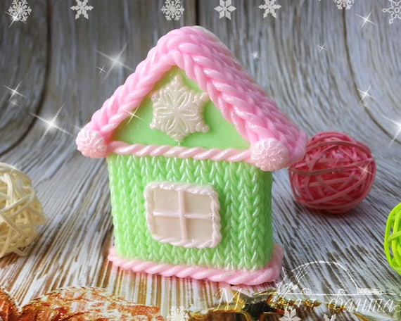 Maked from high quality silicone Little knitted house 2D silicone soap mold for soap making
