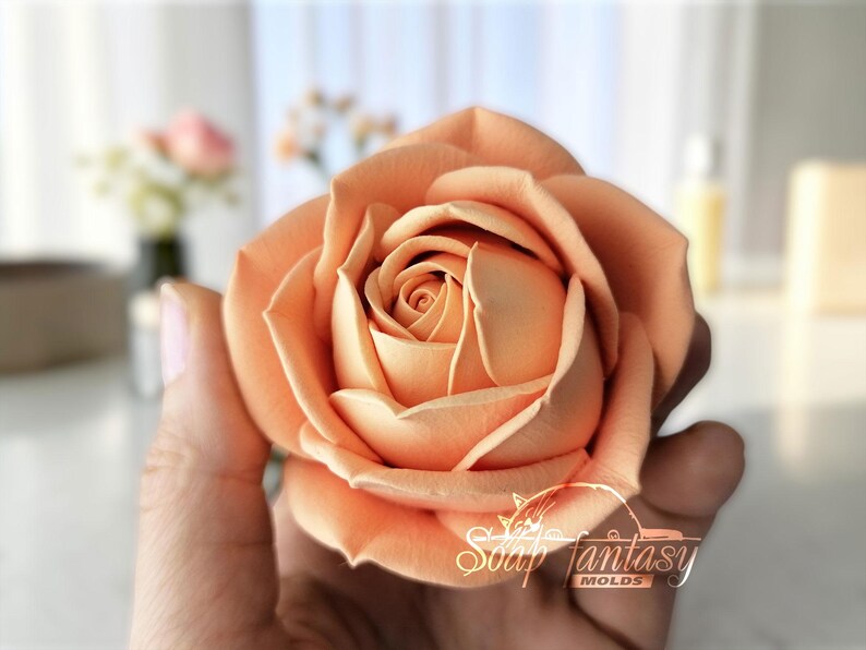 Stampo per sapone a forma di rosa – Stampo in silicone 3D a forma di fiore per sapone, candele, cera fusa, design floreale realistico – Rosa “Annette” immagine 1