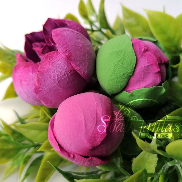 Luxurious peony buds flower silicone soap mold - for soap making (Made of high quality silicone)