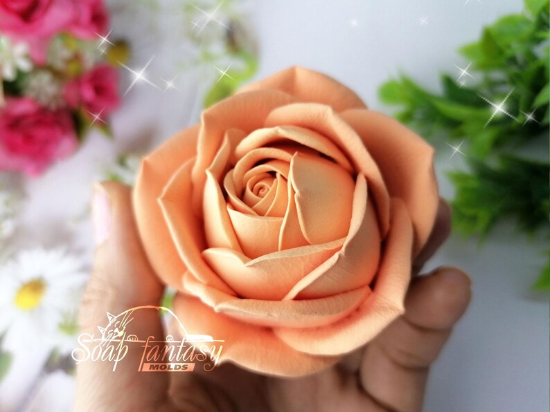 Stampo per sapone a forma di rosa – Stampo in silicone 3D a forma di fiore per sapone, candele, cera fusa, design floreale realistico – Rosa “Annette” immagine 11