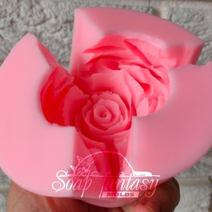 Big rose "Orange Queen" flower silicone soap mold (candle mold, resin mold) for soap making and candle making.