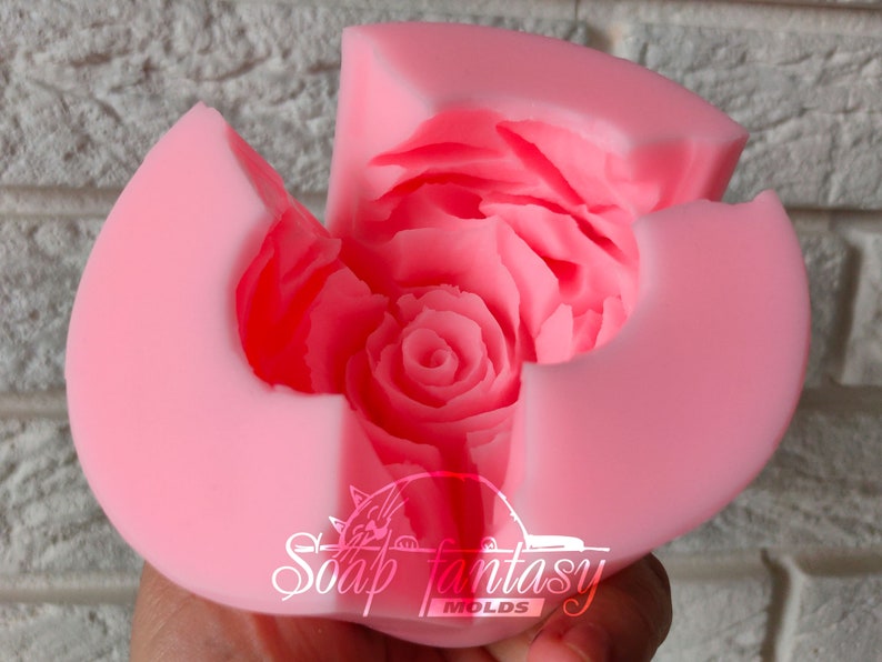 Big rose "Orange Queen" flower silicone soap mold (candle mold, resin mold) for soap making and candle making.